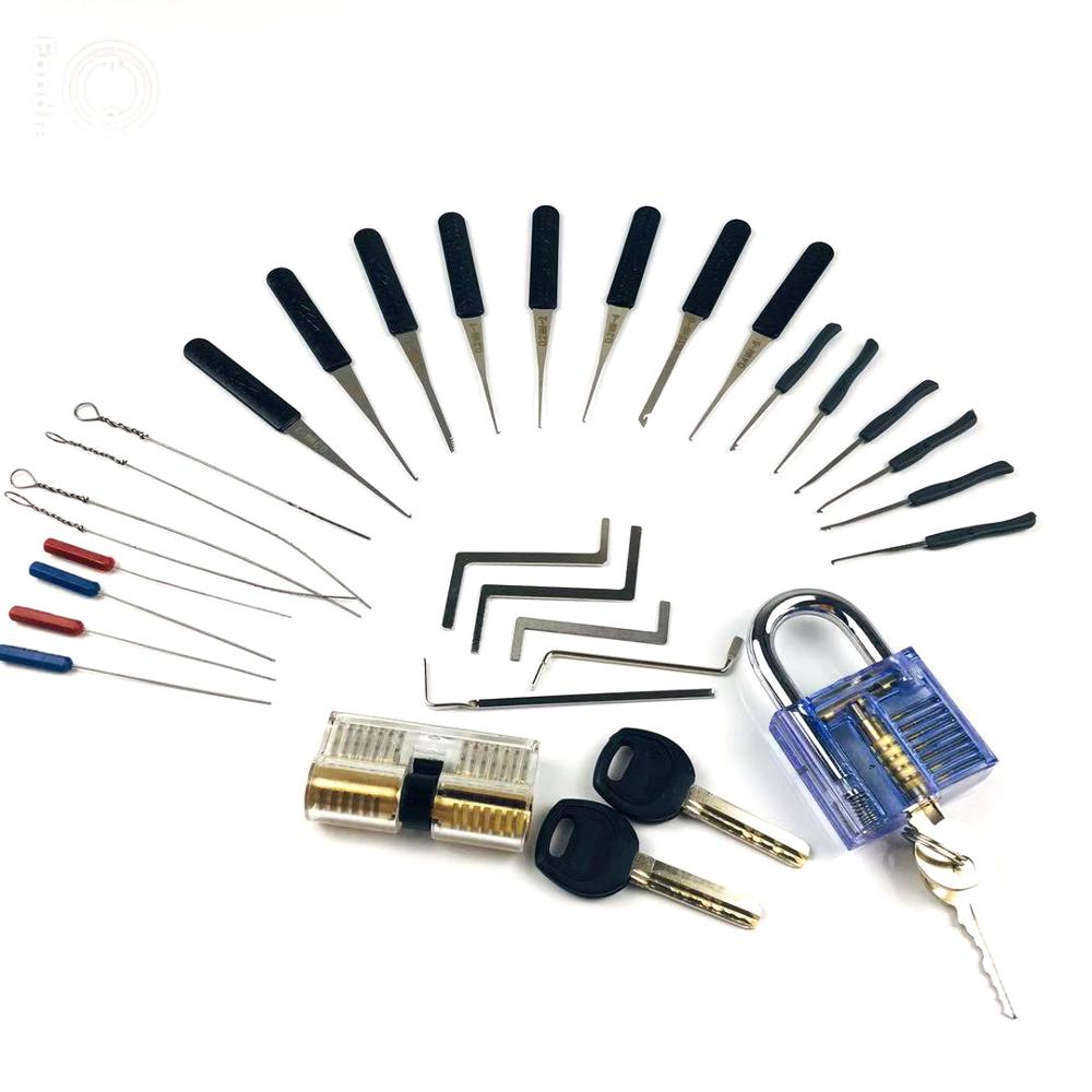 6 in 1/5 in 1Lock Picking Practice Set for Beginner,Locksmith Tools Set,2pcs Locks with Tension Tools,Broken Remove Tools