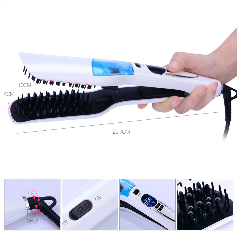 Hair Straightener Steam Straightener Flat Iron Straightening Iron Brush Titanium Ceramic Hair Comb Curler