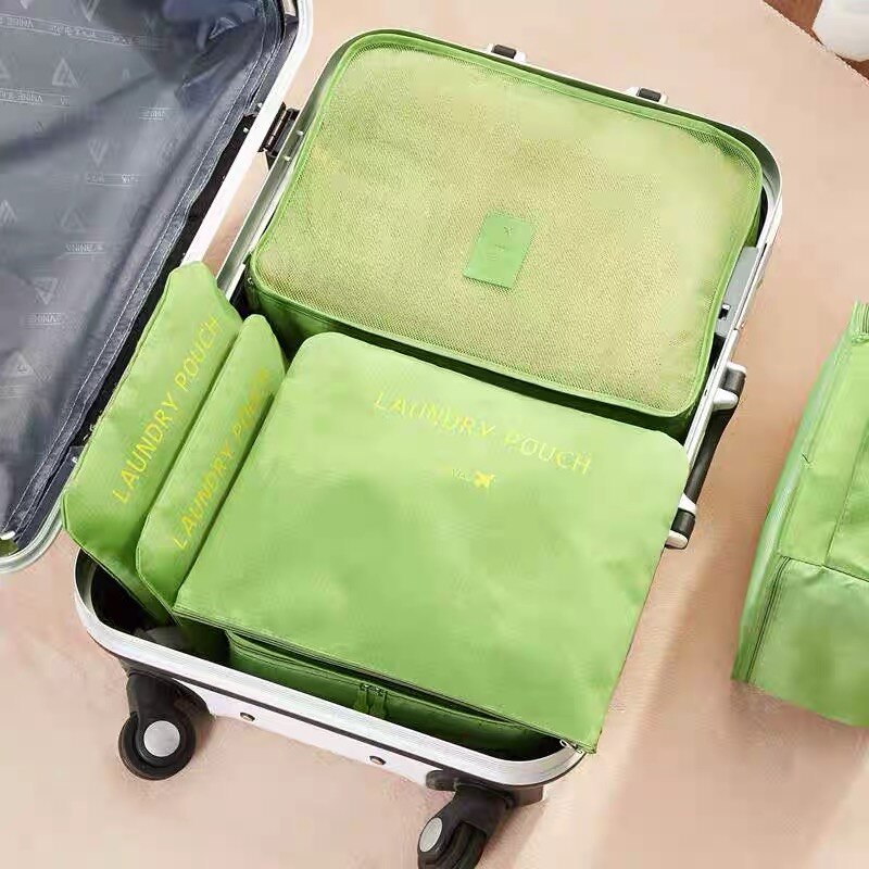6 sæt pakning terninger nylon vandafvisende kompression udendørs rejse bagage opbevaring arrangør tasker til tøj sko makeup