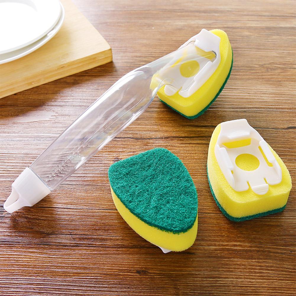 Wash Up Brush Scouring Pad Sponge Dish Cleaning Replacement Equipment Brush Clean Handle Kitchen Sponge Tools Q7R7