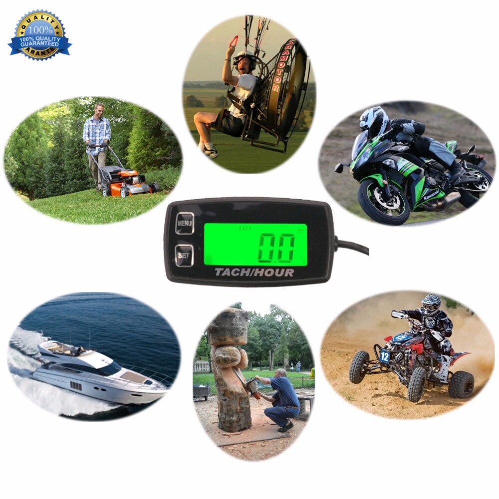 Waterproof Digital Hour Meter Tachometer RPM METER BacklitFor dirt quad bike chainsaw Boat Generator outboard MARINE RL-HM035R