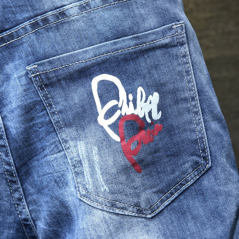 Slitna shorts jeans 2022 sommar casual korta byxor trend stretch slitna byxor manlig bermuda jeansshorts herr