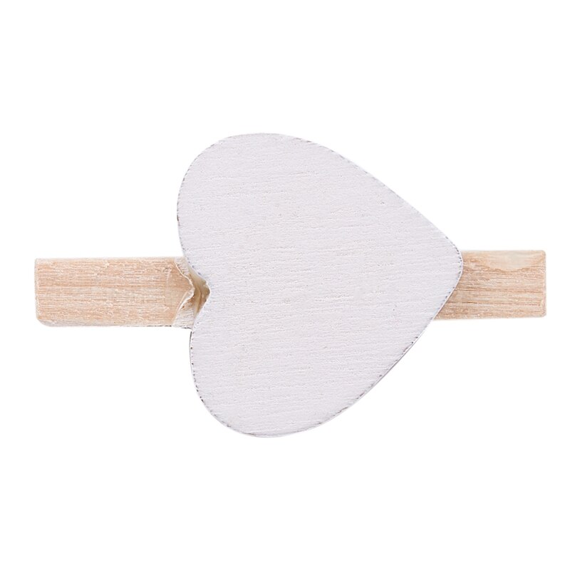 Tunejoy Fotoclips, 100 stuks, mini-houten fotoclips, hartvorm, knutselclips met 30 m jute touw voor fotokaarthouder, decoratie en doe-het-zelf knutselen