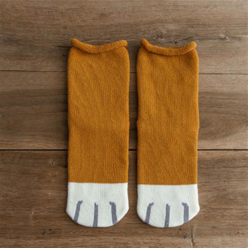 Chaussettes en patte de chat chaudes d'hiver pour femmes, molleton de corail épais pour filles, chaussettes de sommeil floues, maison, chaussettes en griffe Kawaii, noël: A3