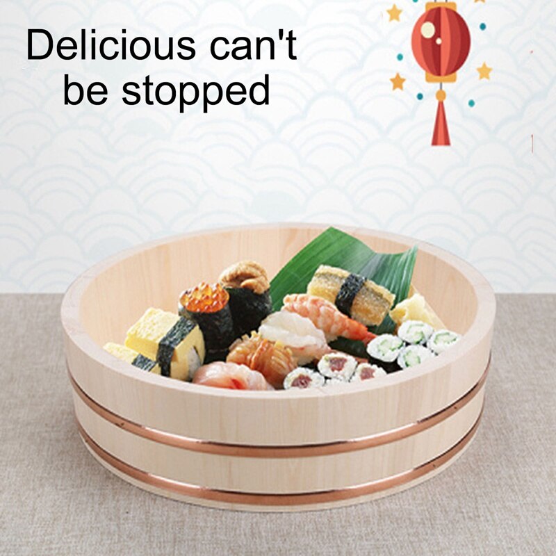 1Pcs 6 Maten Keuken Sushi Emmer Houten Koreaanse Bibimbap Emmer Sushi Kom Japanse Keuken Houten Emmer