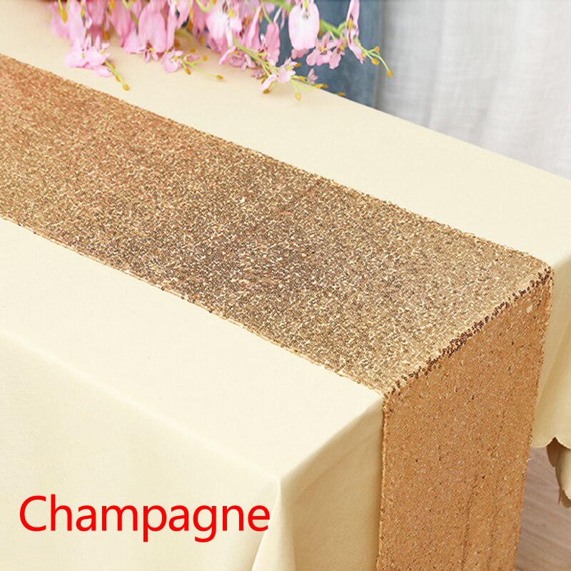 1pcs 30*180cm Sparkly Sequins Rose Gold Table Runners for Christmas Weddings Formal Party Table cloth Decorative: Champagne