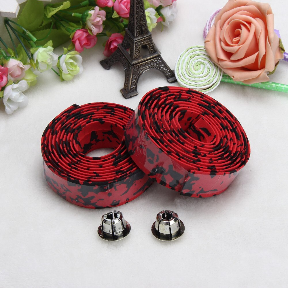 Road Bike Bicycle Handlebar Tape Camouflagebelt Cycling Handle Belt Cork Wrap with Bar Plugs non slip absorb sweat 911