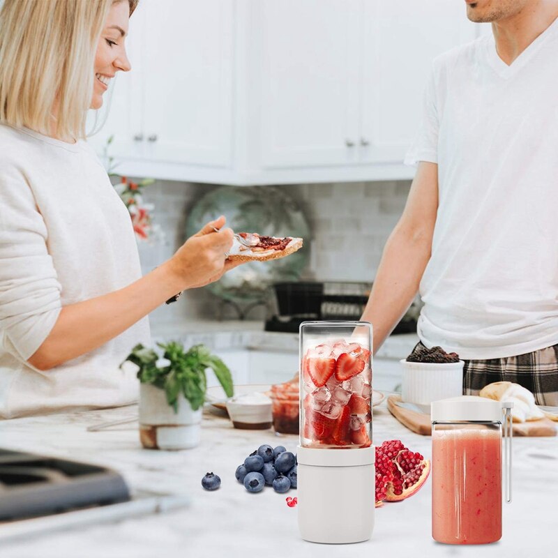 Portable Glass Blender - Cordless Personal Blender Jucier Cup with Rechargeable, 13 Oz Single Serve Fruit Mixer with Stainless S