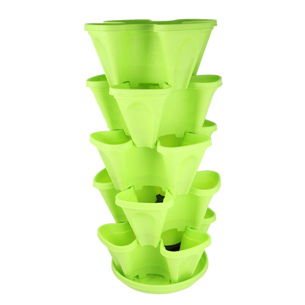 1 Set of 6pcs Flowepot Multilayer Stacking Cultivation Pot Vegetable Melon Fruit Strawberry Planting Pot - 1pc Tray and 5pcs Pot
