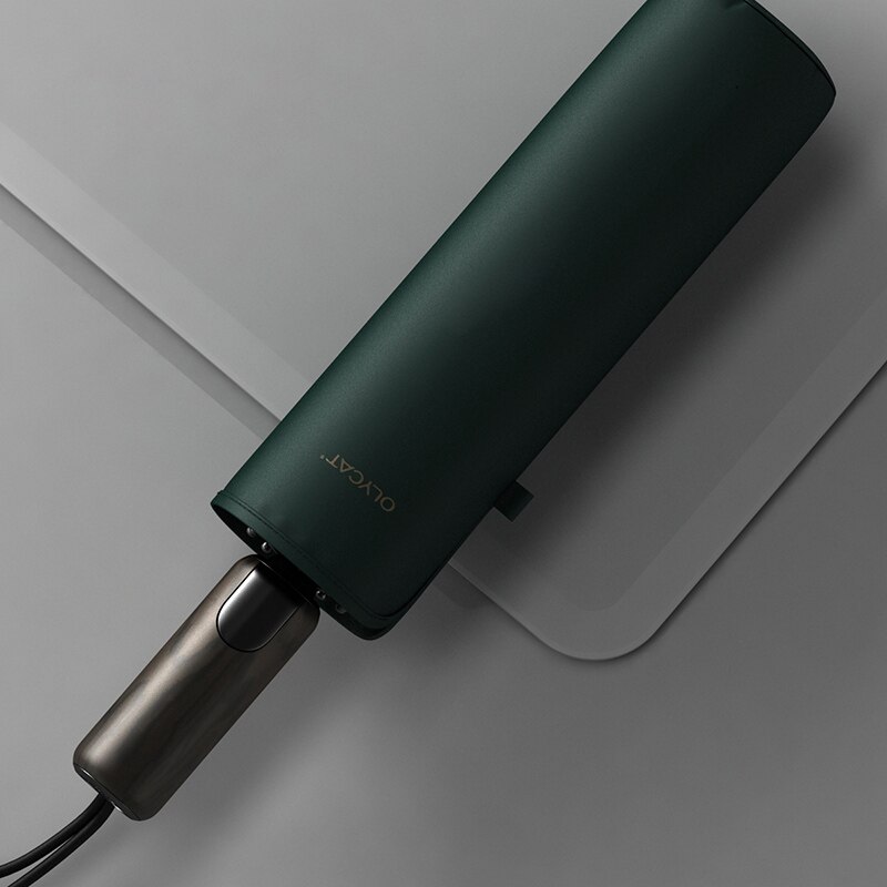 OLYCAT-paraguas para hombre, sombrilla totalmente automática de alta densidad, resistente a la lluvia, estilo Retro, para negocios, alta gama, para exteriores, 3 pliegues, 10k: Verde