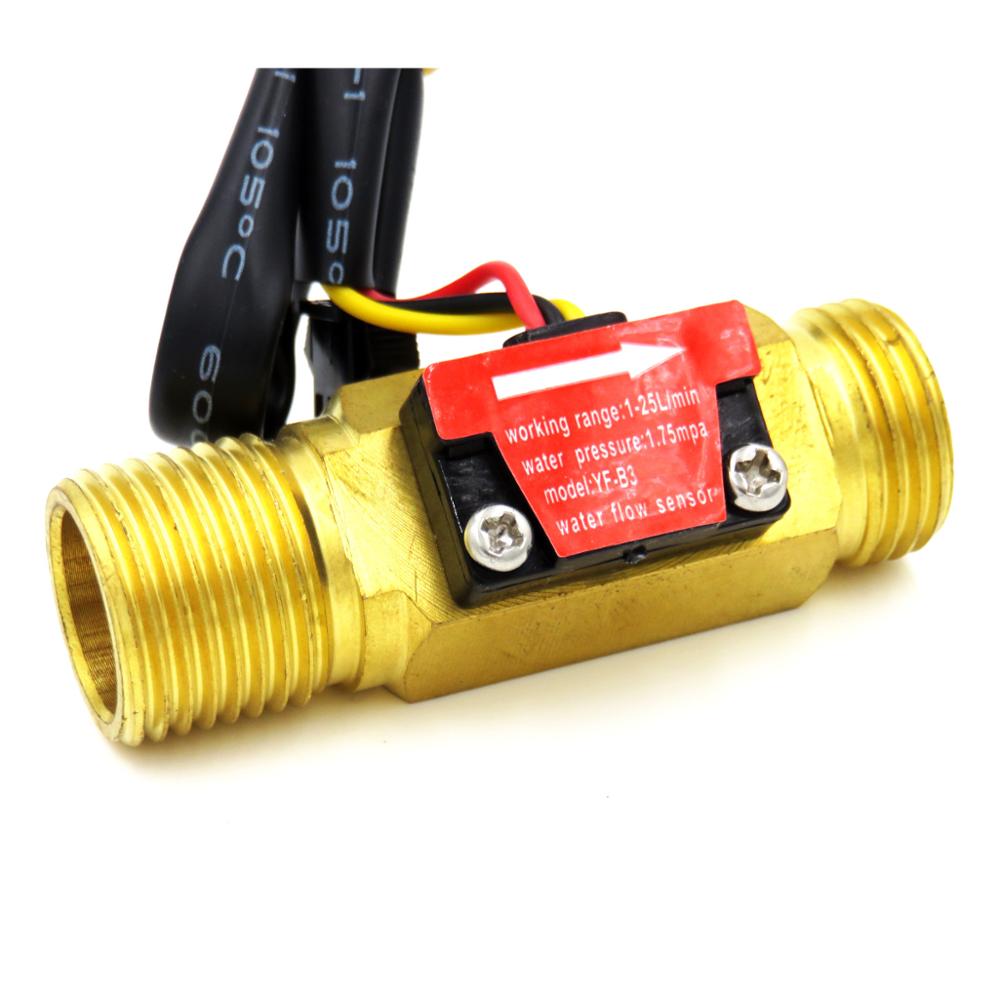 YF-B3 G1/2 brass flow sensor 5V DC 1-25 LPM flowmeter turbine inside zhongjiang Sea Dijiang factory