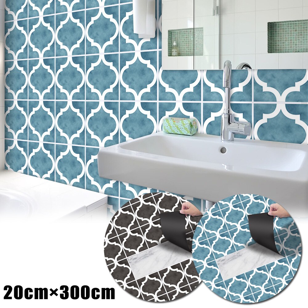 20*300CM Floor Sticker Thicken Waterproof PVC DIY For Bathroom Wall Floor Decor