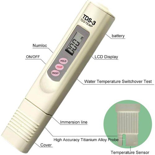 Wozlo Tds Meter Waterkwaliteit Tester Water Zuiverheid Meter + Batterij
