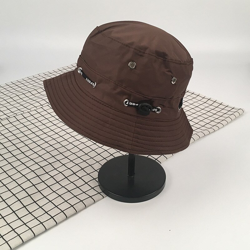 Fisherman Hat Female Spring and Summer Sun Protection UV Bucket Hat Wild Face-lift Drawstring Sun Hat Outside Sport Bucket Hat: Dark Coffee