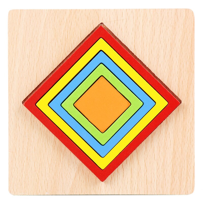 Giocattoli in legno Per Bambini Montessori Geometria Forma Cognizione Tavolo Bambini Educativi Del Giocattolo Del Bambino di Apprendimento Montessori Partita Giocattoli Dei Mattoni: Square