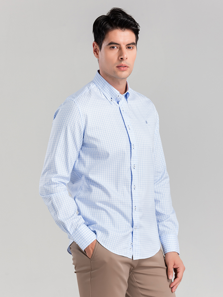 CHCH-camisa a cuadros de algodón puro para hombres, camisa informal de negocios de manga larga de , con botones, 100%: M