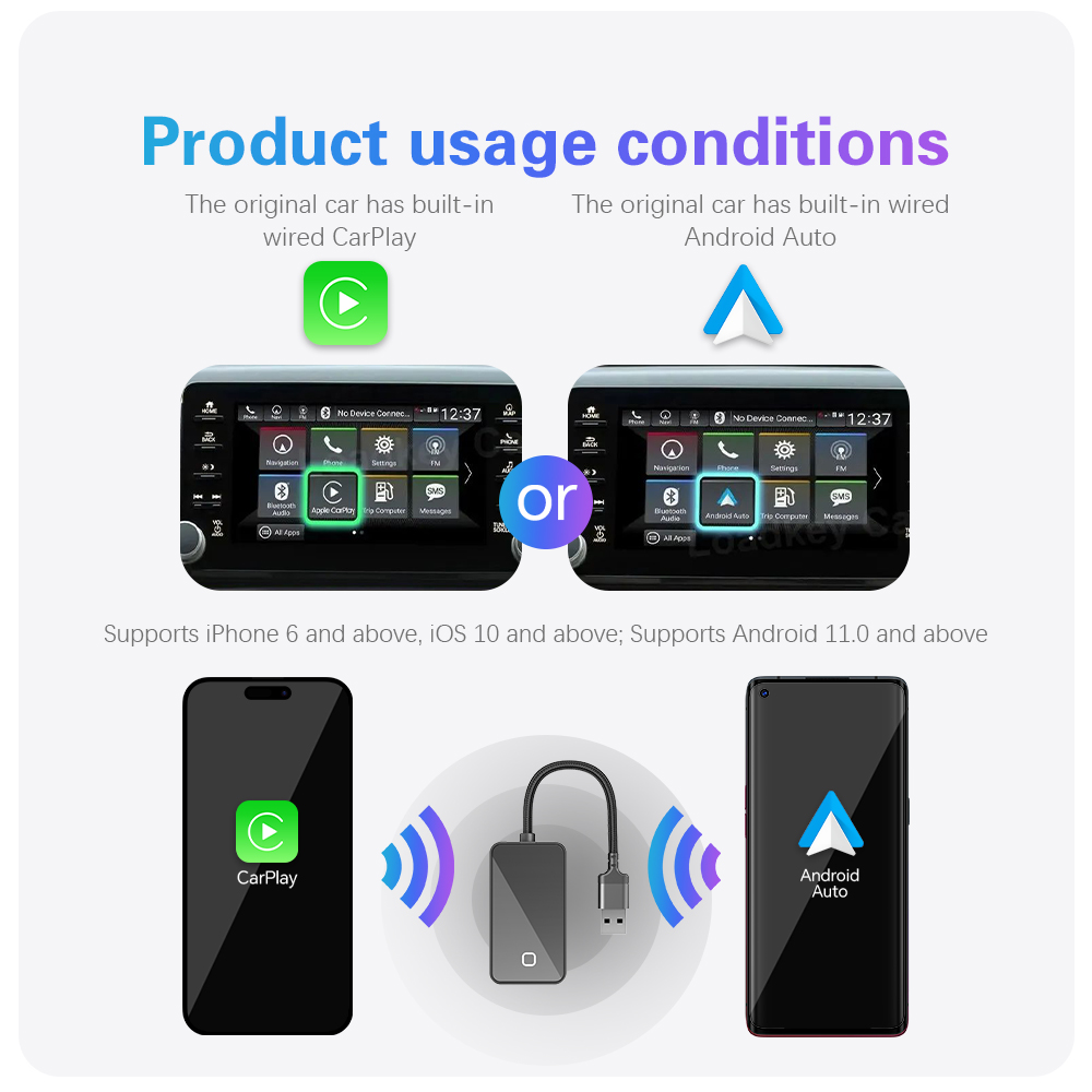 Oppgradert mini  c3 trådløs carplay-adapter i aluminiumslegering, trådløs android-autodongle, plug and play, bt wifi, automatisk tilkobling