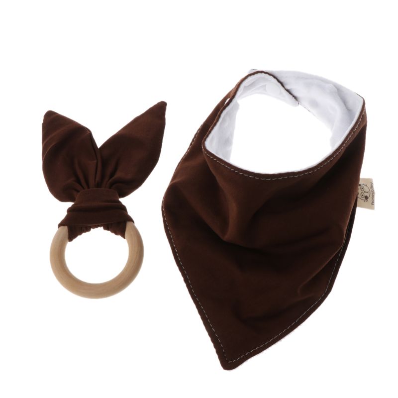 1 Set Baby Rabbit Ears Teether Cotton Bibs Infant Saliva Towel Care Set Baby Bib N1HB