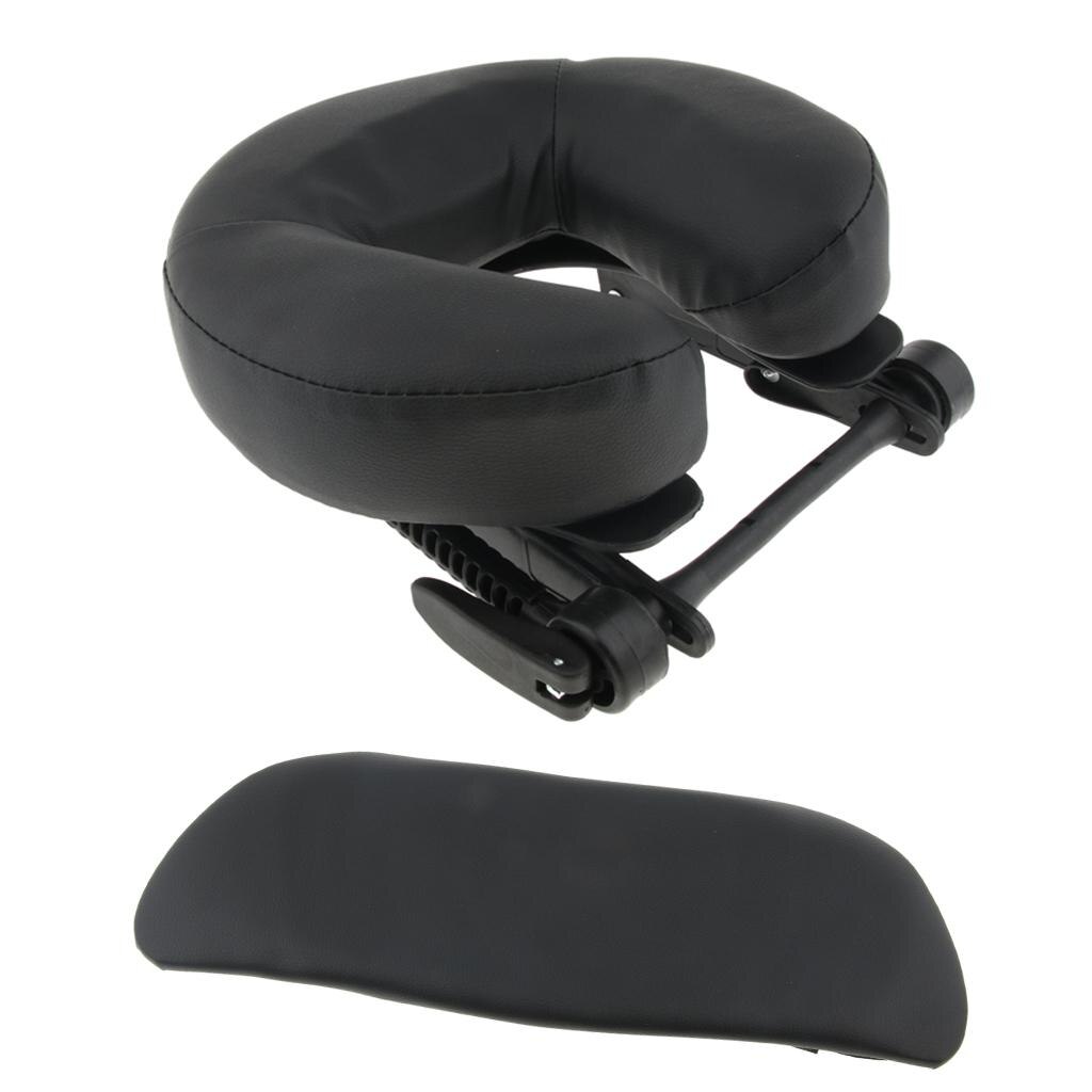 Paquete de 3 reposacabezas para cama de masaje, respaldo portátil y ajustable: Black