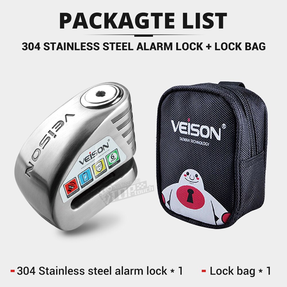 VEISON Waterproof Motorcycle Lock Bike Alarm Lock Scooter Disc Locks Warning Security Anti Theft Bicycle Para Moto Alarma Moto
