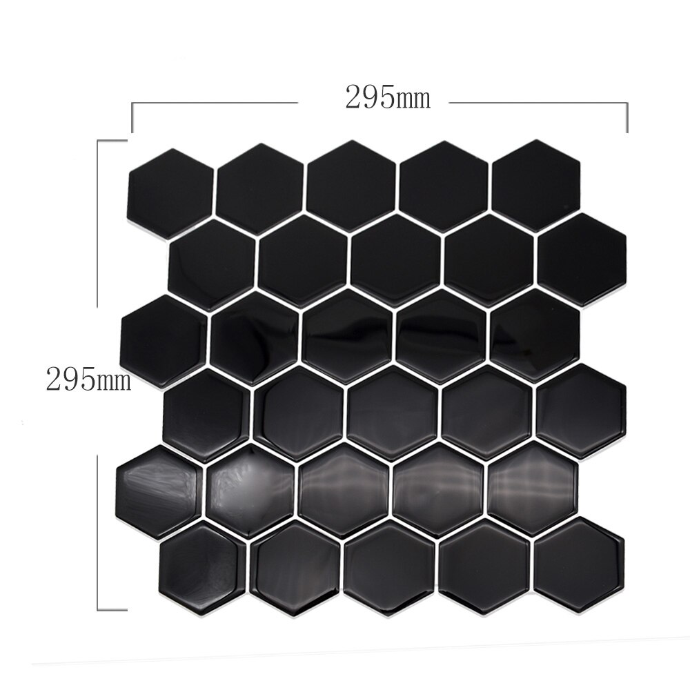 Black Hexagon Peel And Stick Tiles Waterproof Self Adhesive Wallpaper For Kitchen Bathroom Decor