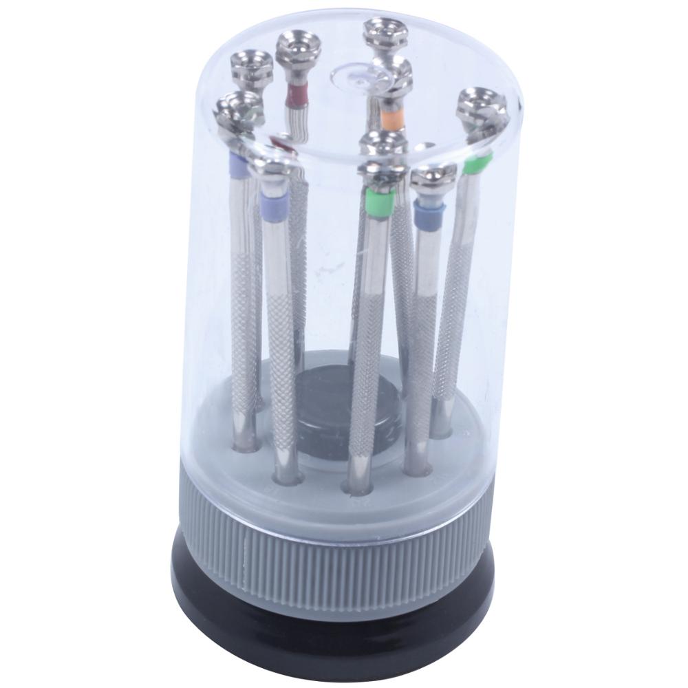 9Pcs 0.8Mm-2.0Mm Horloge Schroevendraaier Schroevendraaier Kit Reparatie Gereedschap Set Voor Horloges Glas: Default Title