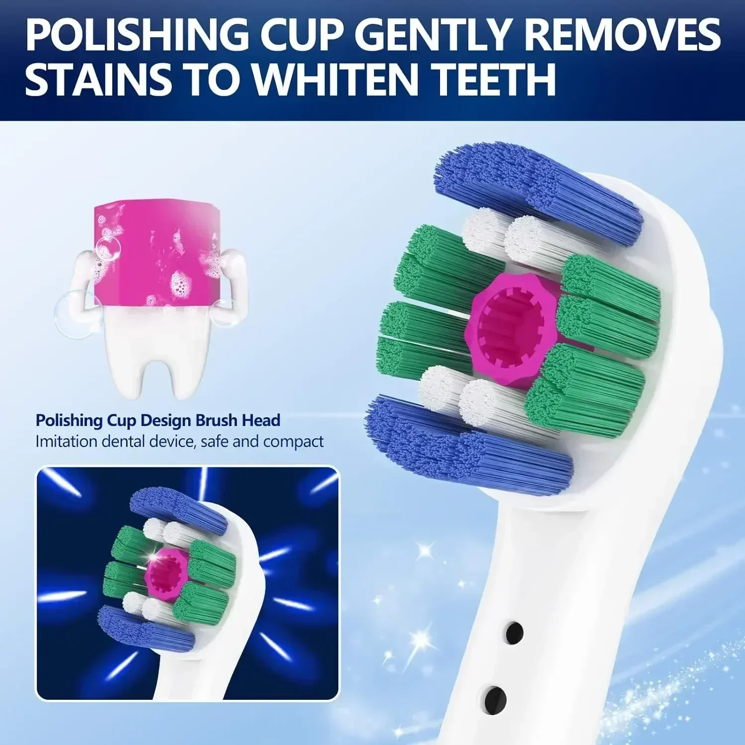 Boquillas de cepillo de dientes eléctrico para Oral B Braun, acción de hilo blanco 3D, limpieza de precisión, cuidado de las encías, cabezales de cepillo de dientes universales para OralB