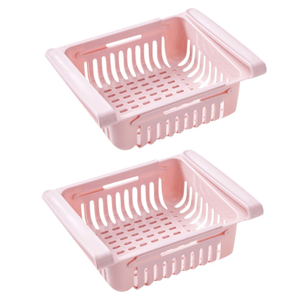 1/2/4 Pcs Organizer Koelkast Vriezer Organizer Koelkast Opslag Rack Plank Lade Organizer Voor Keuken: Pink  2