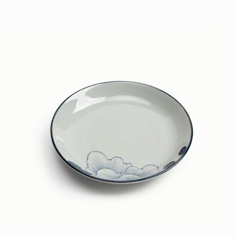 Jingdezhen blått och vitt porslin hibiskus tekanna underlägg grytlapp fat vintage keramik frukt nötter maträtt mat tallrik: A