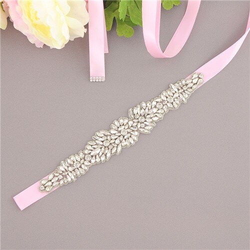 ZMS334 Hochzeit Gürtel Strass Gürtel Brautjungfer Gürtel Braut Gürtel Frauen Schärpe Gürtel Hochzeit Zubehör Gürtel für Abendkleider: Rosa