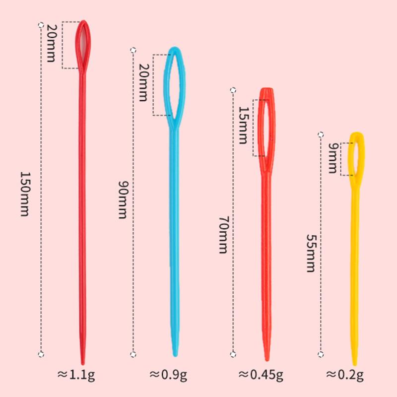 100 Uds. Agujas de tejer de plástico de colores mezclados 5,5-15cm ganchos de ganchillo aguja de hilo de lana niños DIY suéter herramientas de tejer accesorio