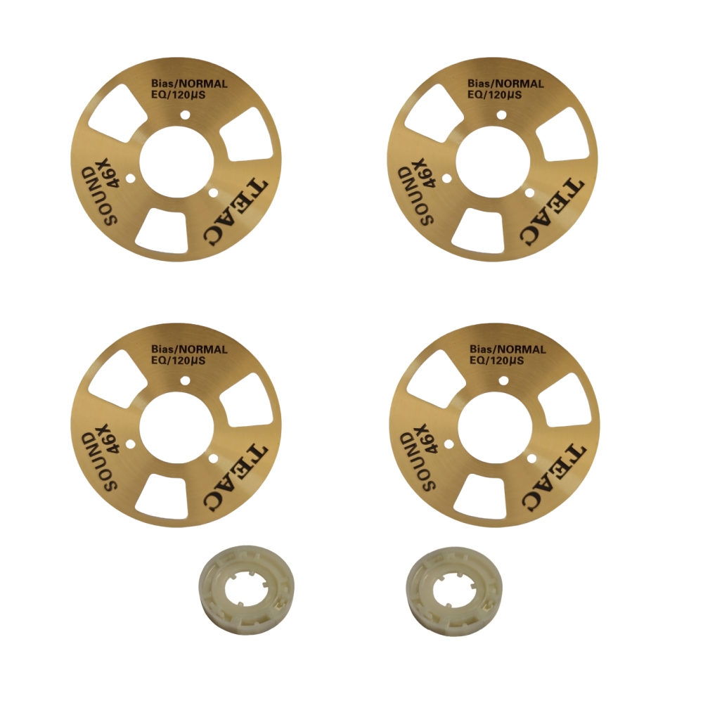 DIY zelfgemaakte muziek maken Open Reel Cassette Tape Kit Audio-opnamecassette voor TEAC (pak van 4 rollen + 2 wielen): Beige