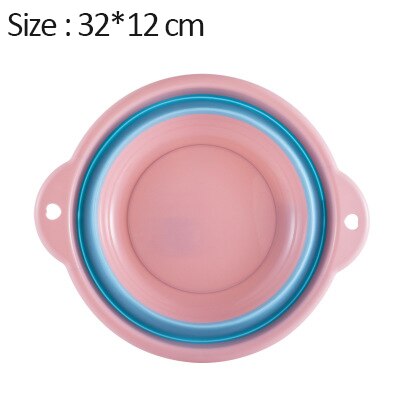 Washbasin Foldable Basin Foot Washing Laundry Sink Kitchen Bathroom Portable Folding Washbasin Household Hangable Plastic Basin: Pink-M
