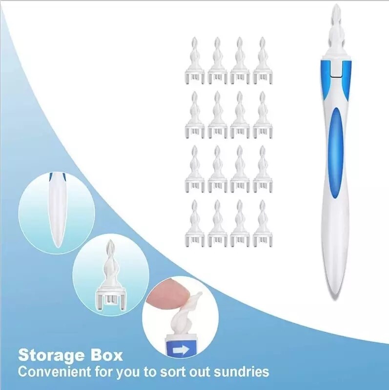 Siliconen Ear Wax Removal Tool Set Flexibele Zachte Spiraal Wattenstaafje Pick Cleaner Silicon Lepel With16 Vervanging Tips Gehoorapparaat Oor