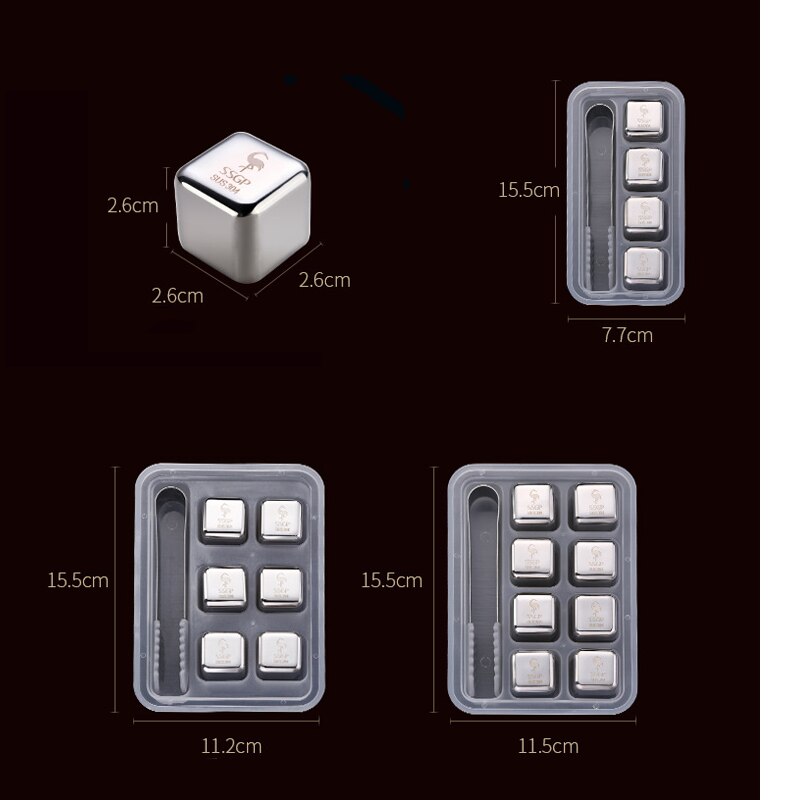 304 Rvs Whiskey Steen Ijsblokjes Herbruikbare Metalen Chilling Stenen Bier Whiskey Rode Wijn Ijs Rvs Ice Cube