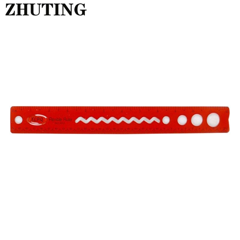 30cm Soft Flexible Ruler Multicolor Measure Straight Rulers Office School Supplies Stationery Students Kids 090F: Red