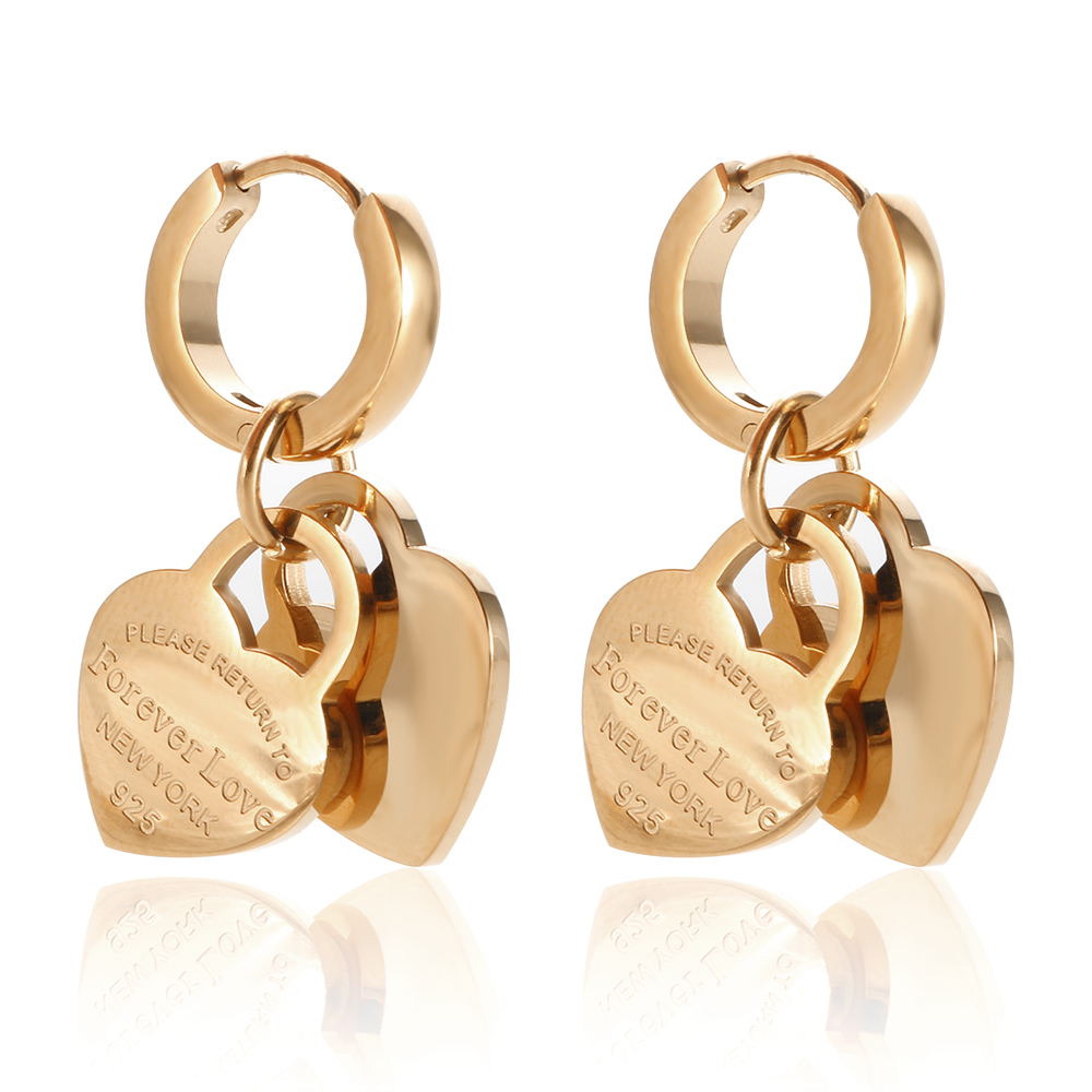 Stainless Steel Trend Lover's Heart Earrings for Women Girls Heart-Shaped Pendant Small Hoop Earrings Charm Love Jewelry: Rhodium Plated