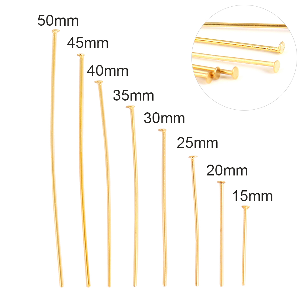 100 peças 15-50mm 316l pinos de joias de aço inoxidável pinos de cabeça plana para fazer jóias suprimentos bola headpins acessórios de pino de olho