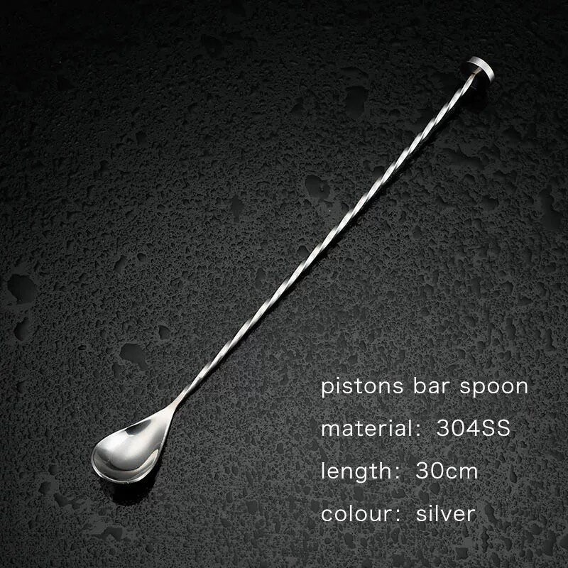 Bar Soul-cuchara especial para cóctel mojito, cuchara mezcladora de acero inoxidable con función de machacado, herramientas profesionales de Bartender: silvery 30cm