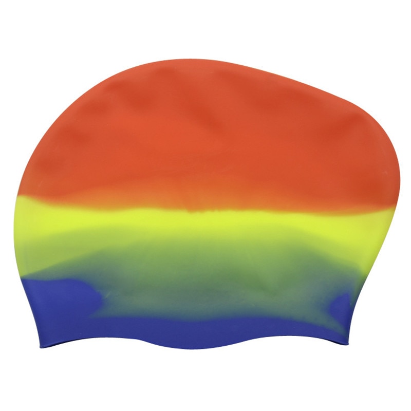 Swim Pool Used Water Sports Woman Long Hair Silicone Rainbow Swimming Cap: Auburn