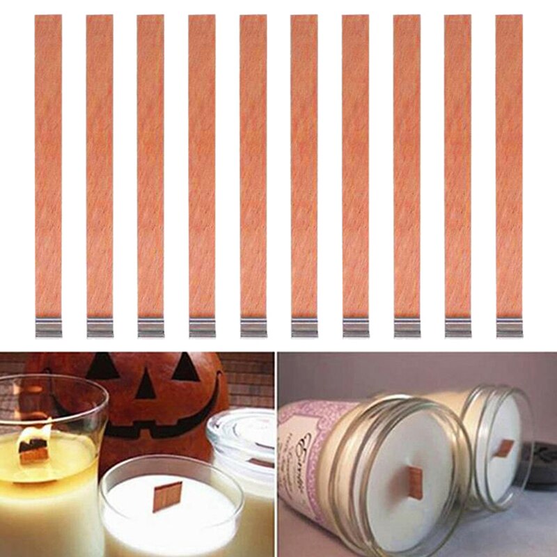20Pcs Wooden Candles Wick With Sustainer Tab Candle Wick Core For DIY Candle Making Supply Soy Parffin Wax 12.5mm 75mm 130mm