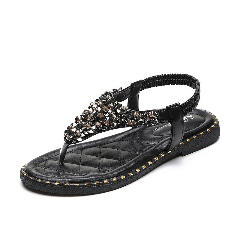 Fujin Brand Summer Style Bling Sequin Peep Toe Women Shoes Sandal Flat Shoes Female Summer Flat Thong Toe Cool Shoes
