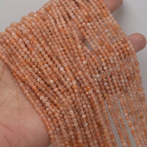 Natürliche Semi Precious Stein Kleine Faceted Runde Perlen 3mm ~ 3,5mm Big Preis: Brown Moonstone