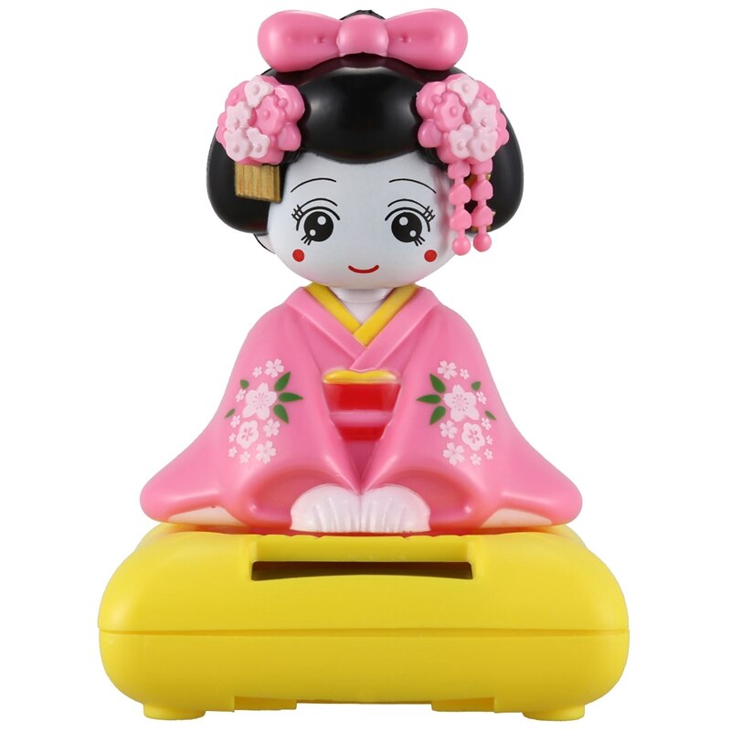 Solar Powered Bobblehead Spielzeug Figur, Japanischen Kimono Maiko Geisha: Pink