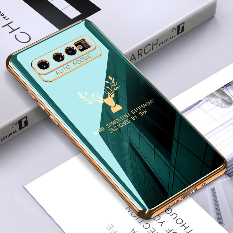 Galvanisierte hülle für samsung Galaxis  s10 s8 Plus 4g 5g , einfarbig, hirschmuster, kameraschutz, weiche tpu-handyhülle: Für  s8 / Grün