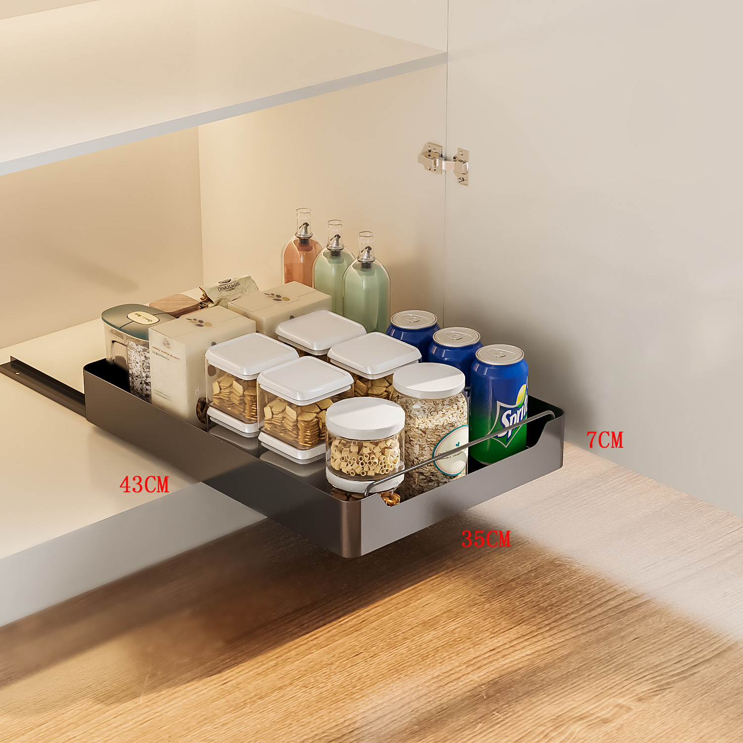 Organizador de armario extraíble, estantes de despensa deslizantes de alta resistencia, cajón de almacenamiento, cesta de armario de malla deslizante para accesorios de cocina: Multicolor