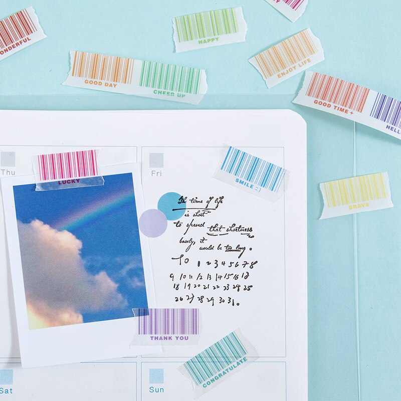 12 stuks/partij barcode serie sticker diy sticker papier decoratieve tape papier zwavelzuur papier tape