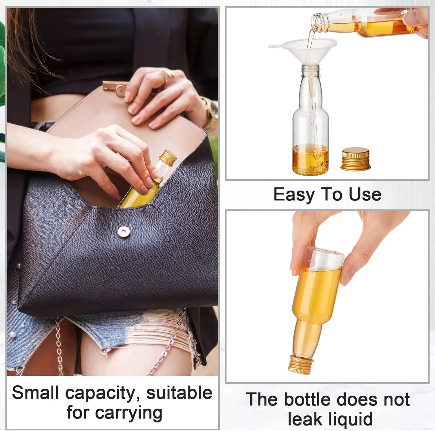 50Pcs 30ml-150ml Empty Clear Plastic Mini Liquor Bottles Refillable Spirits Container For Juice Drink Wine Alcohol Wedding Party