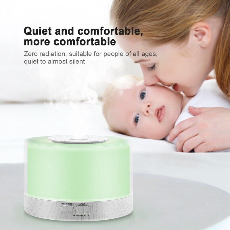 Diffuseur d'huiles parfumées cylindrique à télécommande, humidificateur et vaporisateur avec 7 led colorées, prise us/uk/eu/au/jp