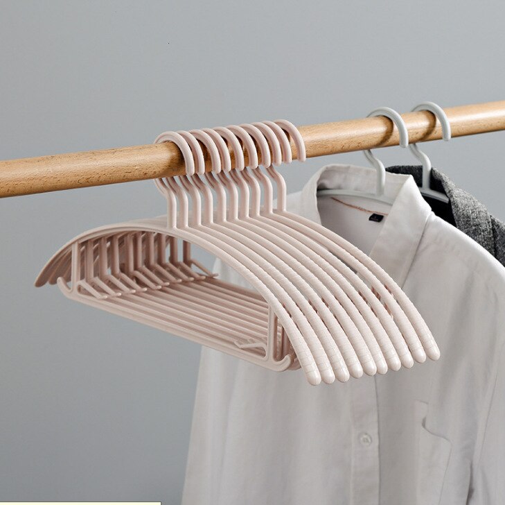 Cintres antidérapants pour vêtements, 10 pièces/ensemble, cintre en plastique épais, Anti-déformation, pour la maison: A-pink
